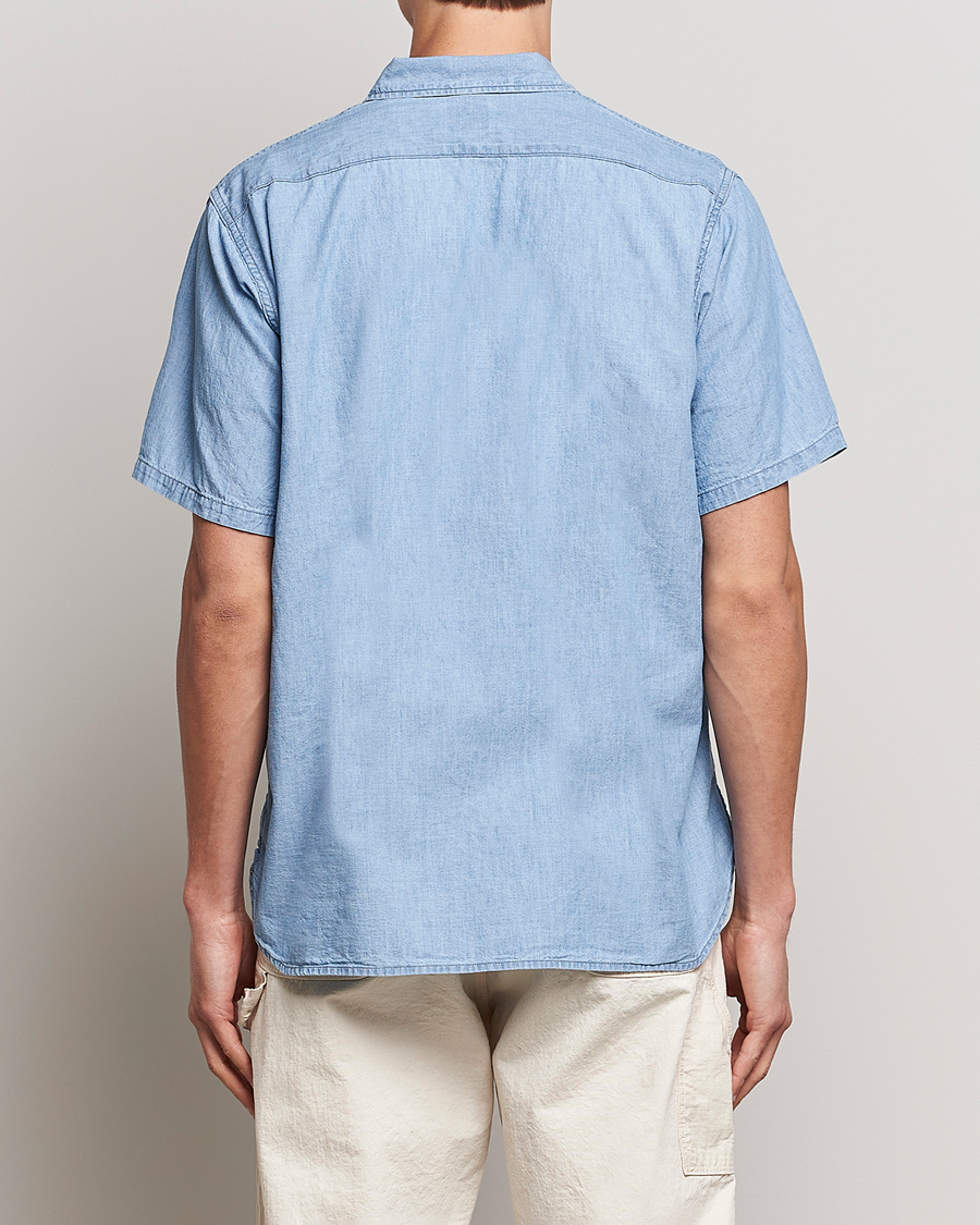 Heren | Overhemden | orSlow | Chambray Short Sleeve Work Shirt Light Blue