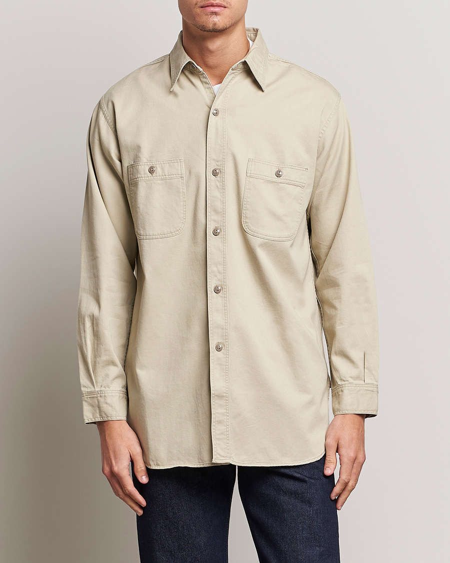 Heren | Casual | orSlow | Double Pocket Utility Shirt Beige