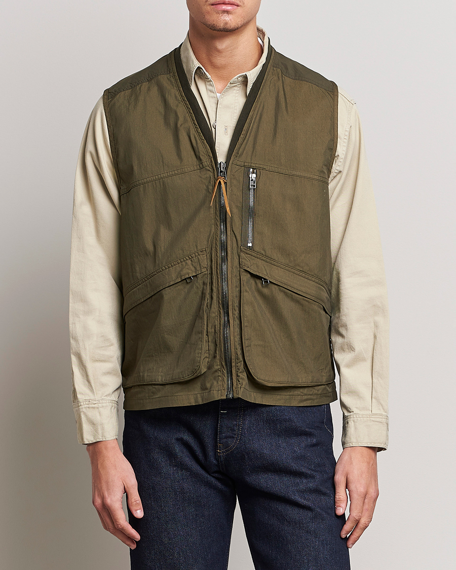 Heren | Gilets | orSlow | Cotton Nylon Utility Vest Army Green