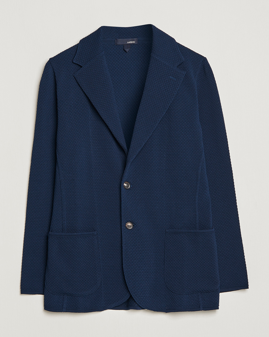 Heren | Blazers | Lardini | Knitted Structure Cotton Blazer Navy