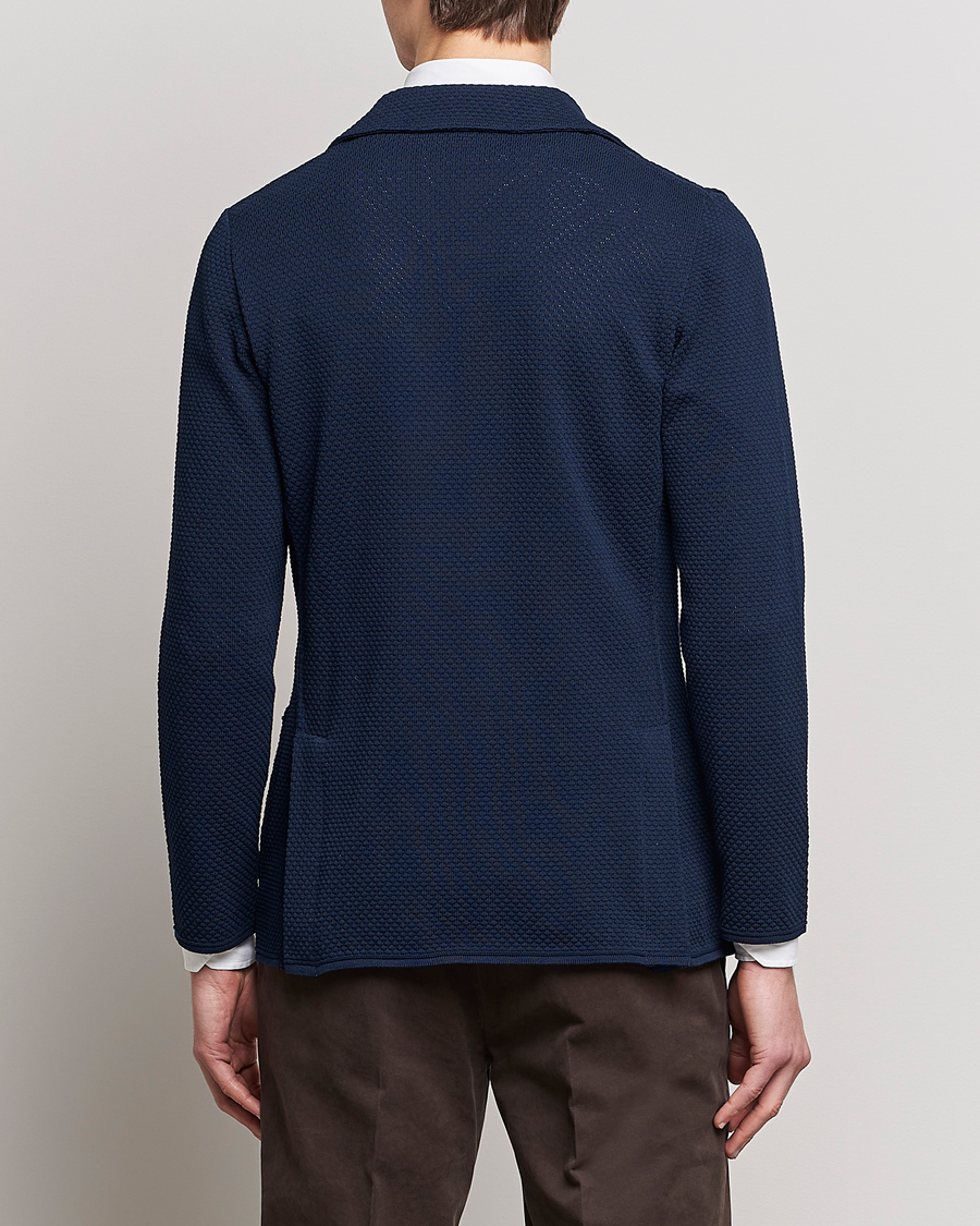 Heren | Blazers | Lardini | Knitted Structure Cotton Blazer Navy