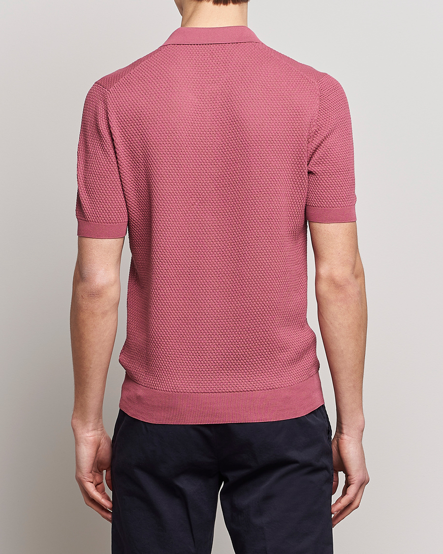 Heren | Polo's | Lardini | Short Sleeve Knitted Structure Cotton Polo Soft Pink
