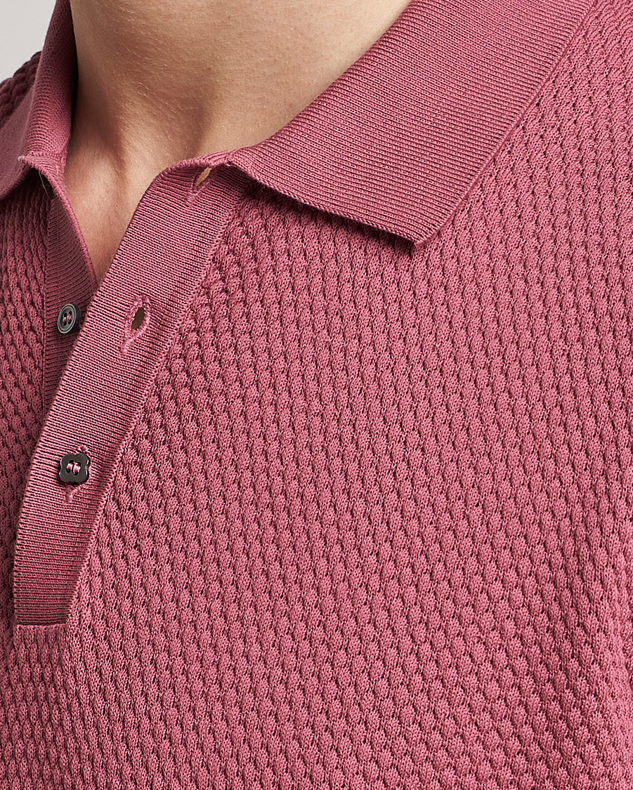 Heren | Polo's | Lardini | Short Sleeve Knitted Structure Cotton Polo Soft Pink