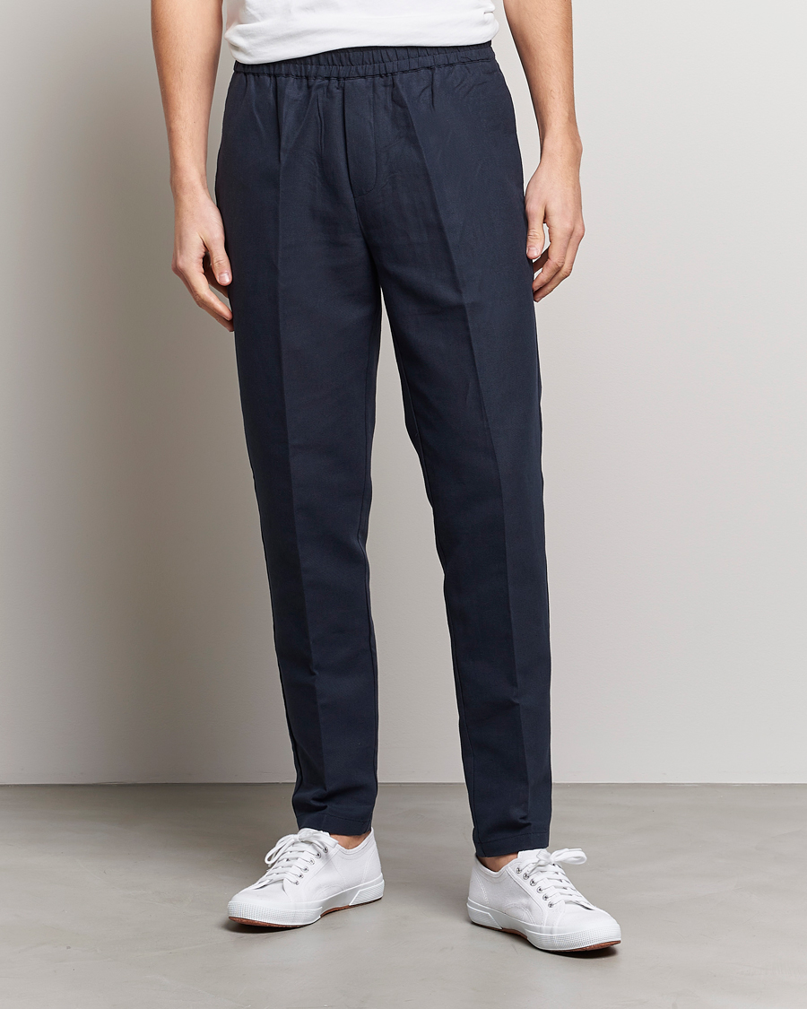 Heren | Kleding | Samsøe Samsøe | Smithy Linen/Cotton Drawstring Trousers Salute Navy