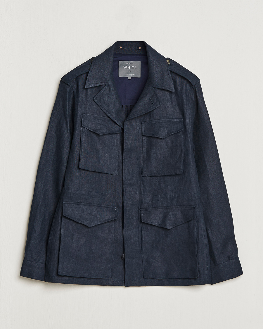 Heren | Jassen | Private White V.C. | Linen Field Jacket Navy