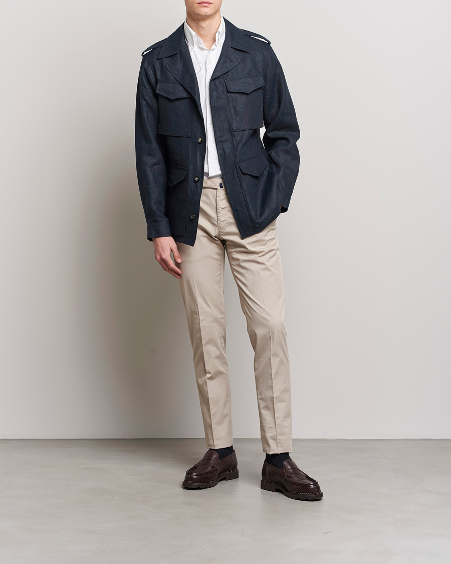 Heren | Jassen | Private White V.C. | Linen Field Jacket Navy