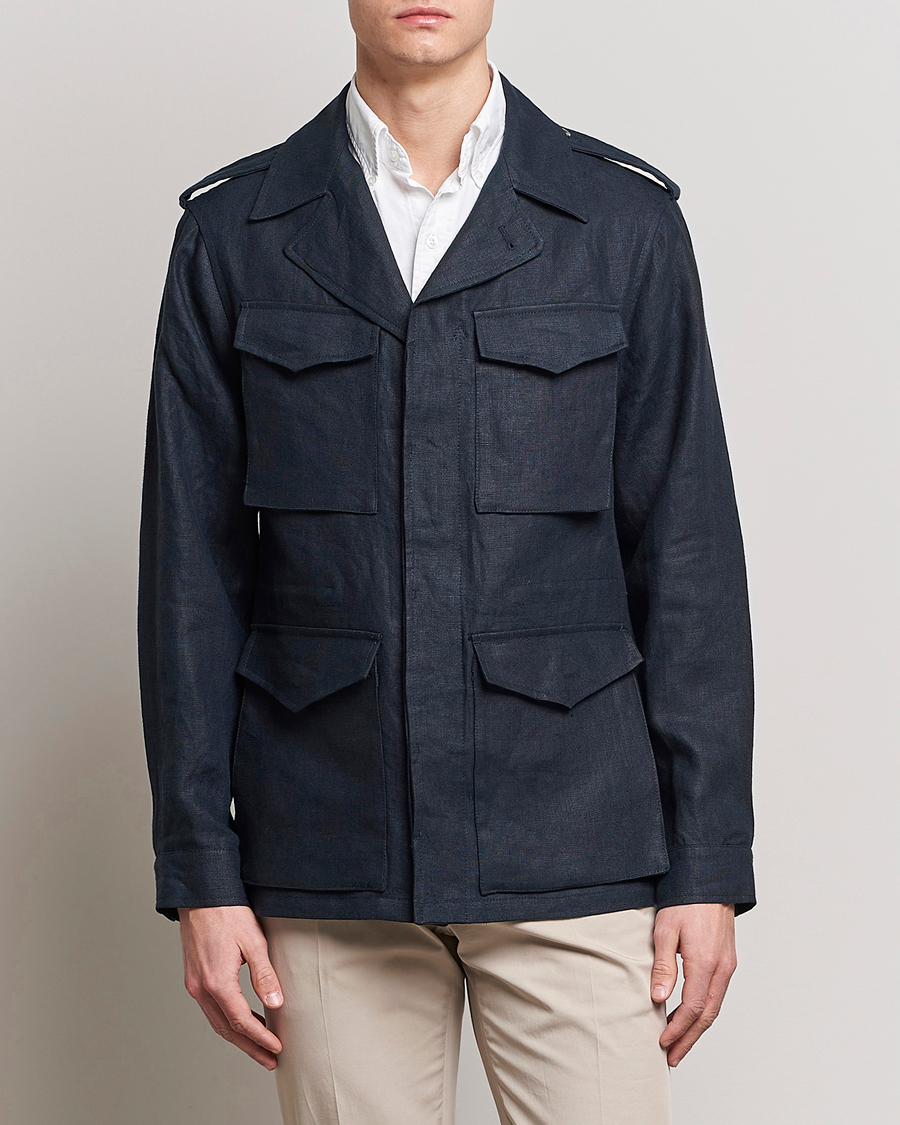 Heren | Jassen | Private White V.C. | Linen Field Jacket Navy