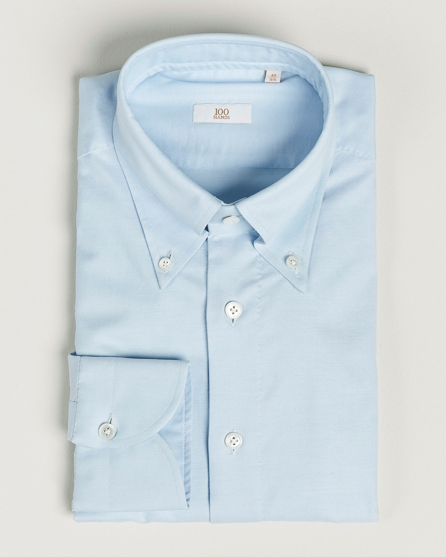 Heren | Zakelijke overhemden | 100Hands | Gold Line Natural Stretch Oxford Shirt Light Blue
