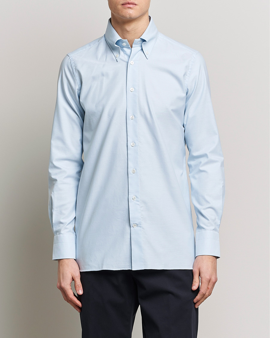Heren | Overhemden | 100Hands | Gold Line Natural Stretch Oxford Shirt Light Blue