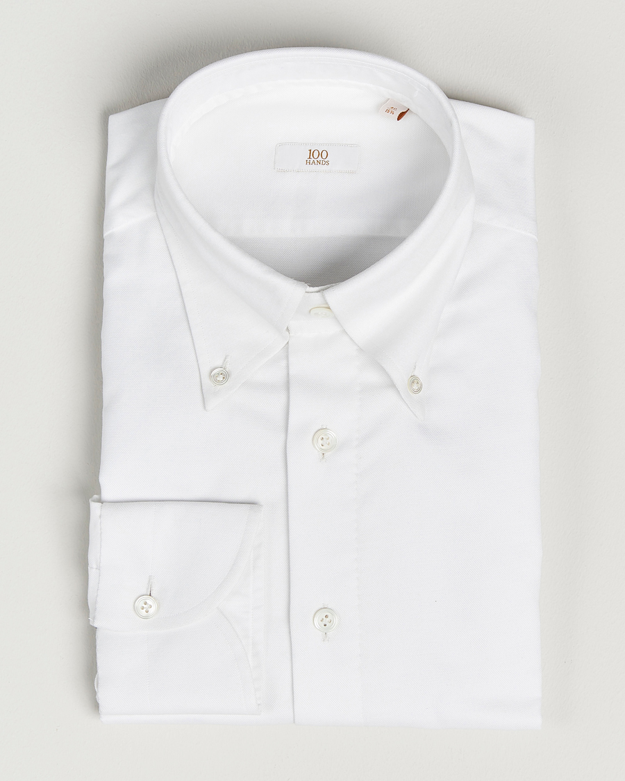 Heren | Zakelijke overhemden | 100Hands | Gold Line Natural Stretch Oxford Shirt White