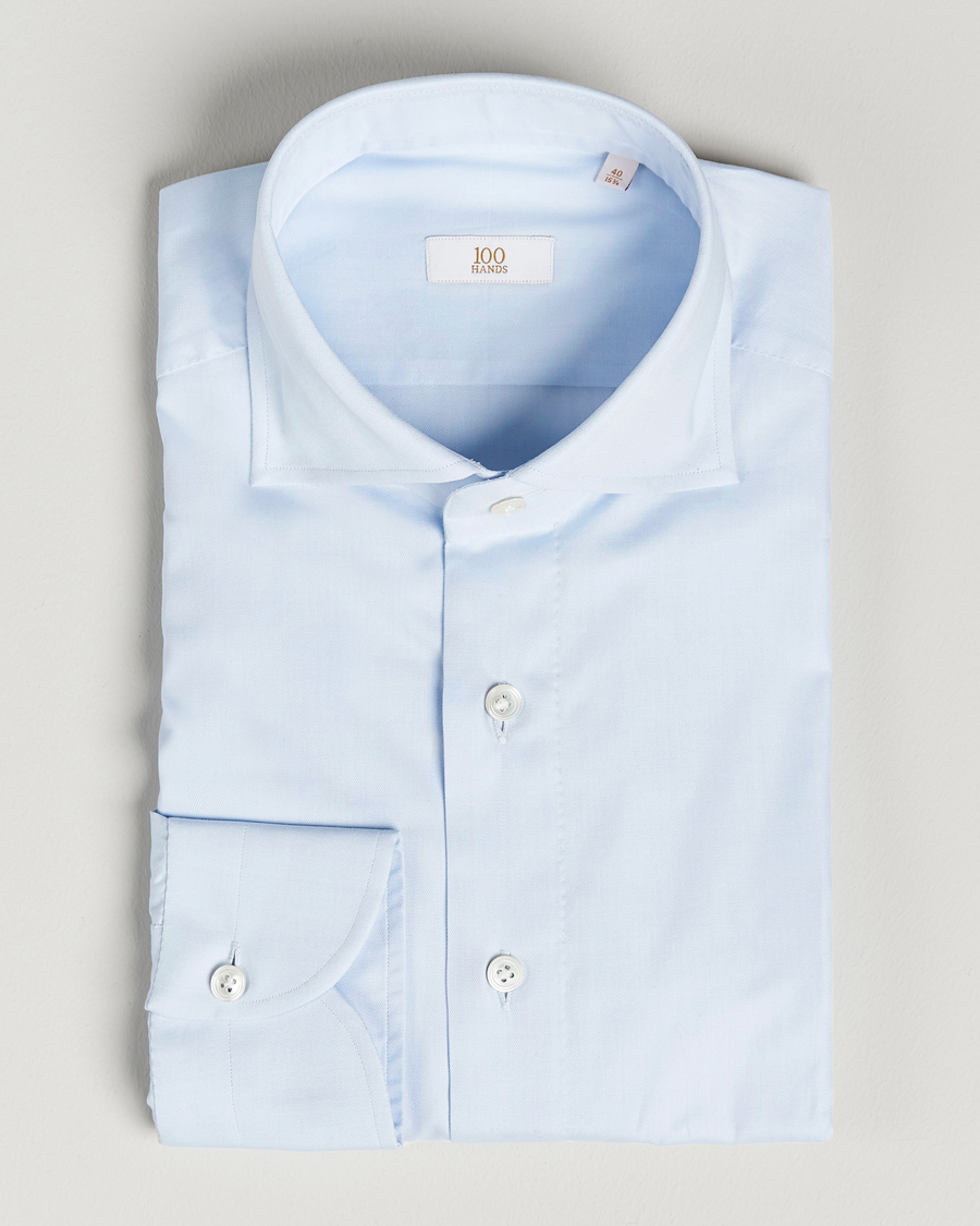 Heren | Overhemden | 100Hands | Gold Line Cotton Twill Cut Away Shirt Light Blue