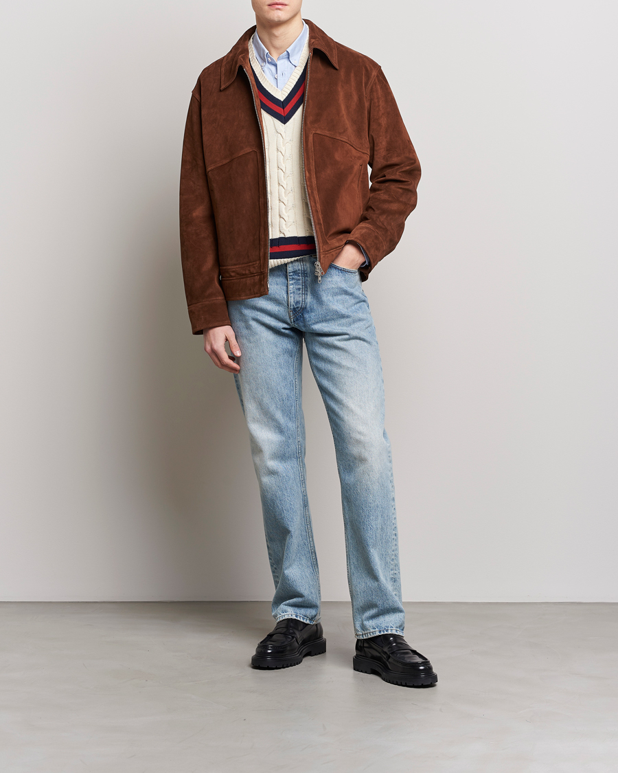 Heren | Jassen | GANT | Suede Jacket Mahogany Brown