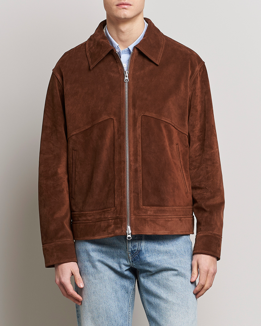 Heren | Jassen | GANT | Suede Jacket Mahogany Brown