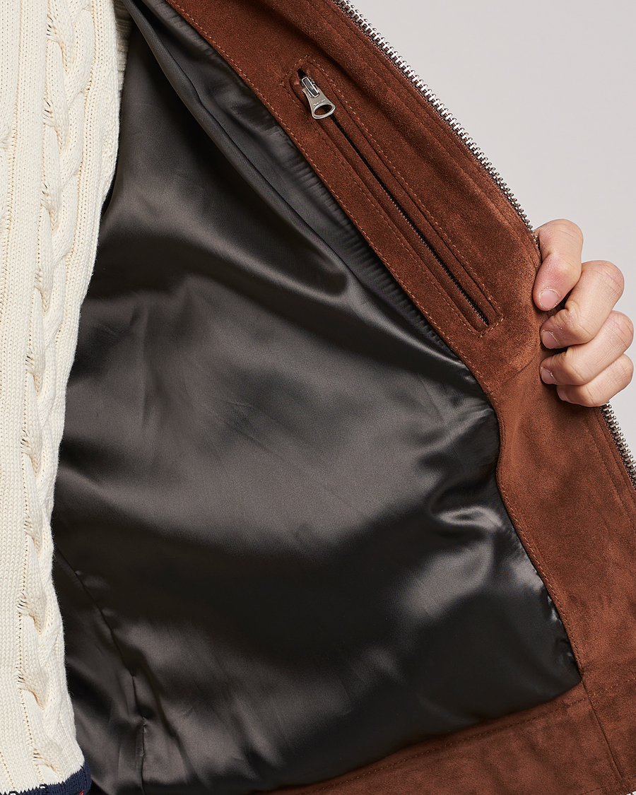 Heren | Jassen | GANT | Suede Jacket Mahogany Brown