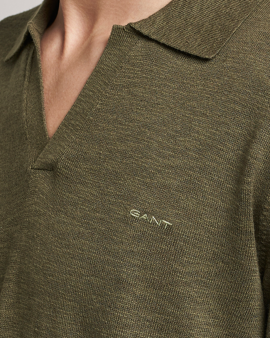 Heren | Truien | GANT | Cotton/Linen Knitted Polo Racing Green