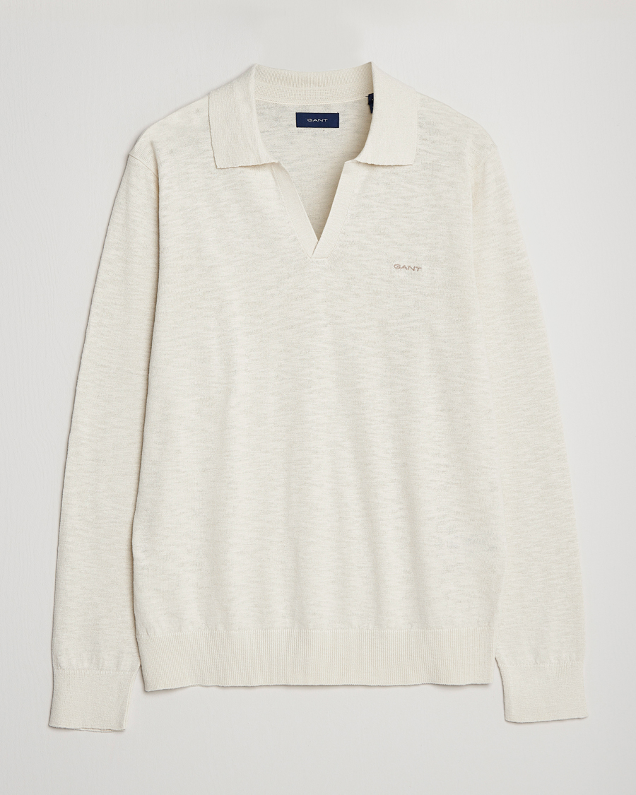 Heren | Truien | GANT | Cotton/Linen Knitted Polo Putty