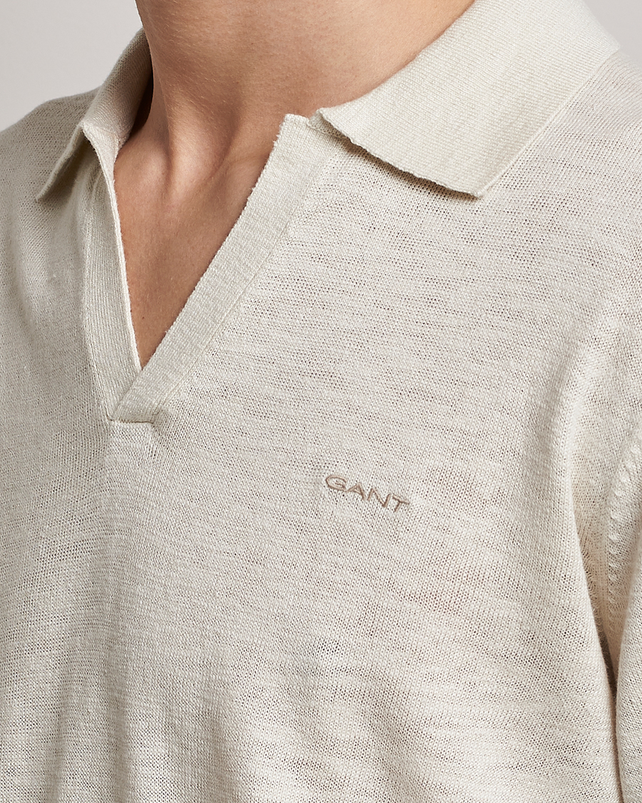 Heren | Truien | GANT | Cotton/Linen Knitted Polo Putty