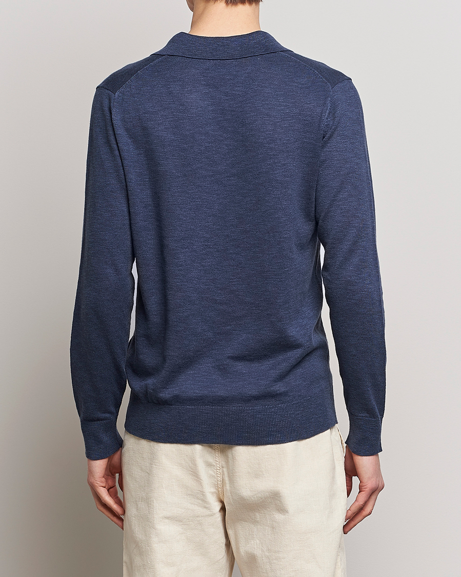 Heren | Truien | GANT | Cotton/Linen Knitted Polo Deep Ocean