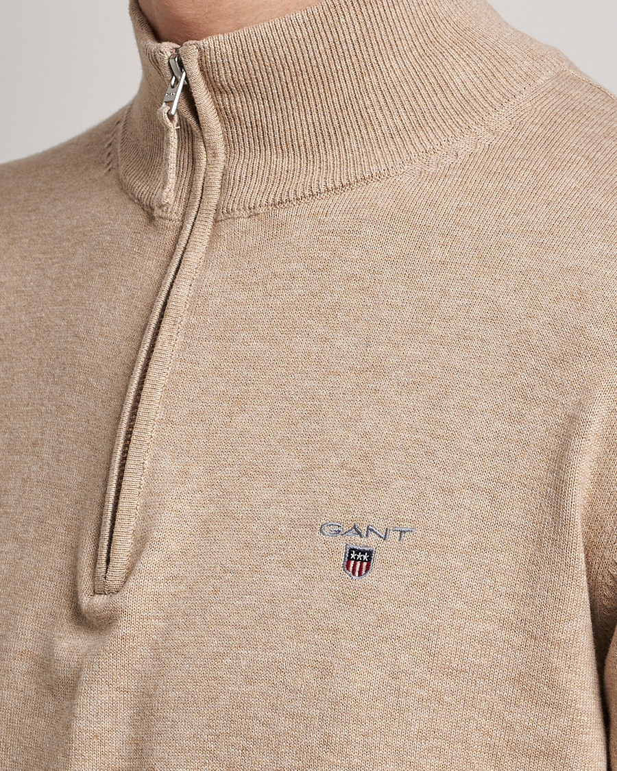Heren | Truien | GANT | Classic Cotton Half-Zip Sweater Sand Melange