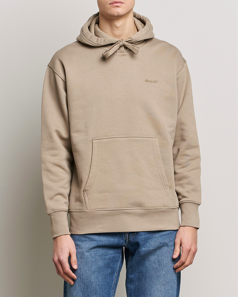 Heren | Truien | GANT | Icon Hoodie Taupe Beige