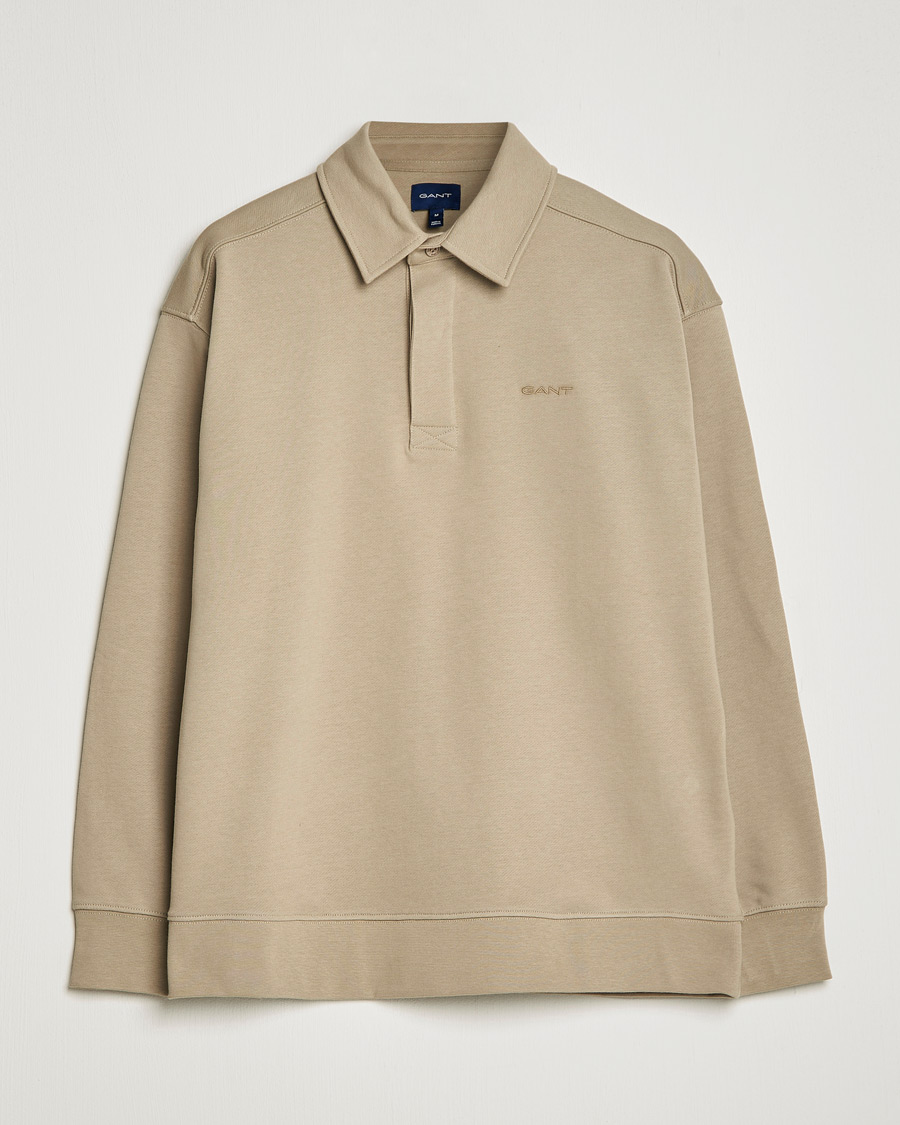 Heren | Truien | GANT | Icon Heavy Rugger Taupe Beige