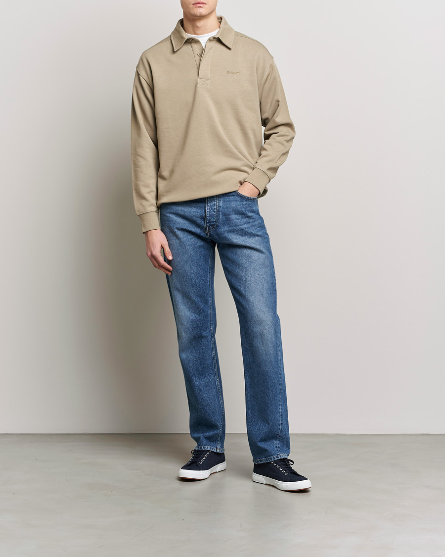 Heren | Truien | GANT | Icon Heavy Rugger Taupe Beige