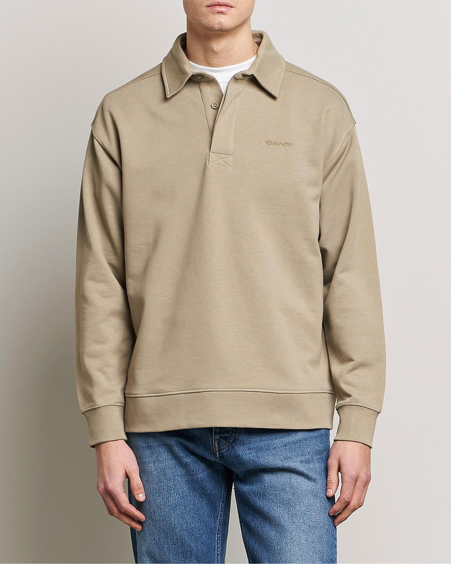 Heren | Truien | GANT | Icon Heavy Rugger Taupe Beige