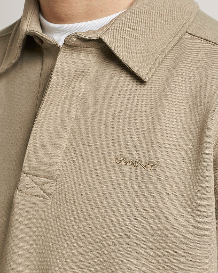 Heren | Truien | GANT | Icon Heavy Rugger Taupe Beige