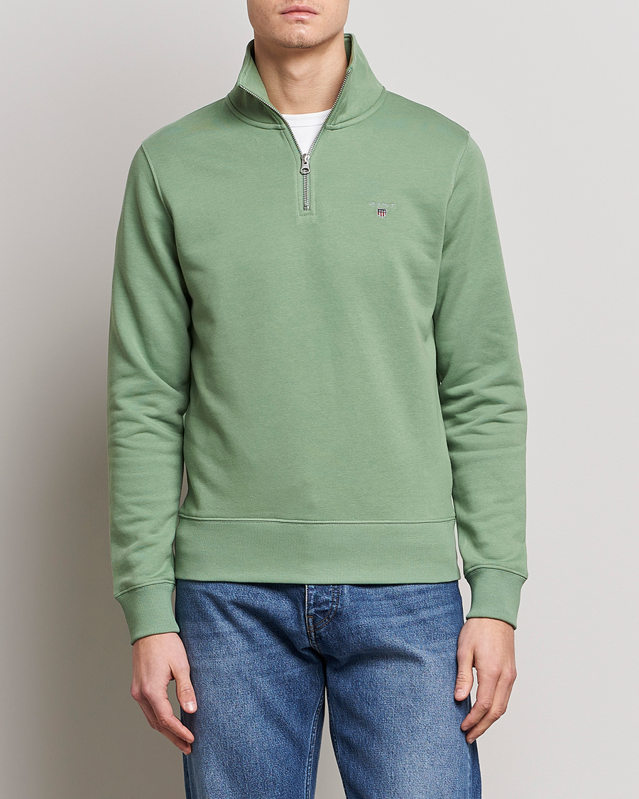 Heren | Truien | GANT | Original Shield Logo Half-Zip Kalamata Green