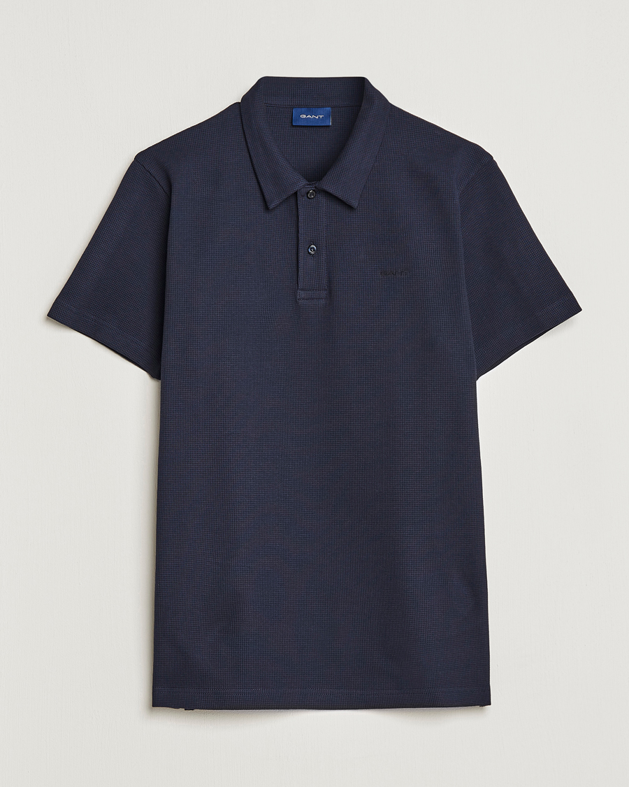 Heren | Polo's | GANT | Waffle Textured Polo Evening Blue