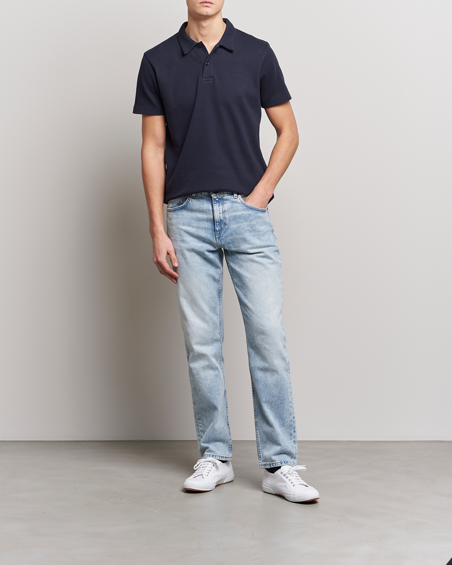 Heren | Polo's | GANT | Waffle Textured Polo Evening Blue