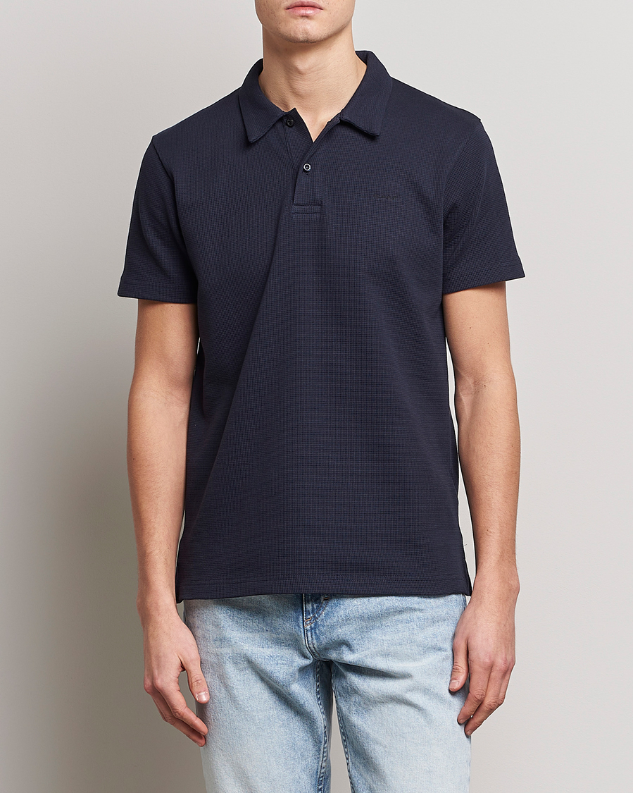 Heren | Polo's | GANT | Waffle Textured Polo Evening Blue