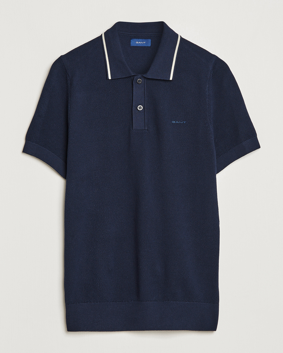 Heren | Polo's | GANT | Cotton Knitted Polo Evening Blue