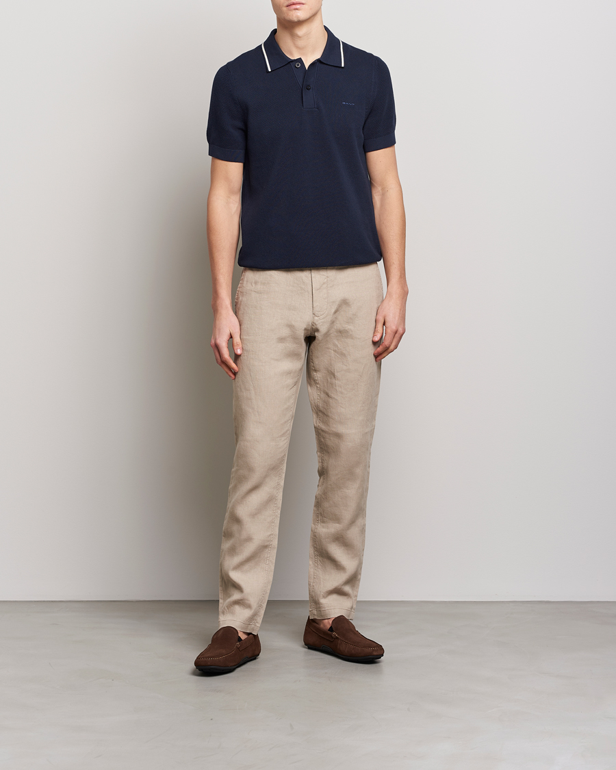 Heren | Polo's | GANT | Cotton Knitted Polo Evening Blue