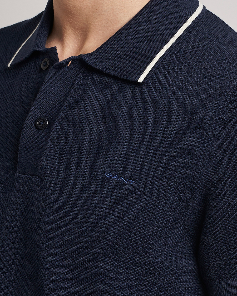 Heren | Polo's | GANT | Cotton Knitted Polo Evening Blue
