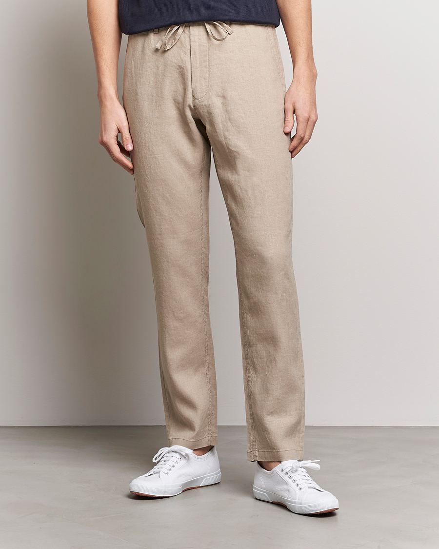 Heren | Broeken | GANT | Relaxed Linen Drawstring Pants Concrete Beige