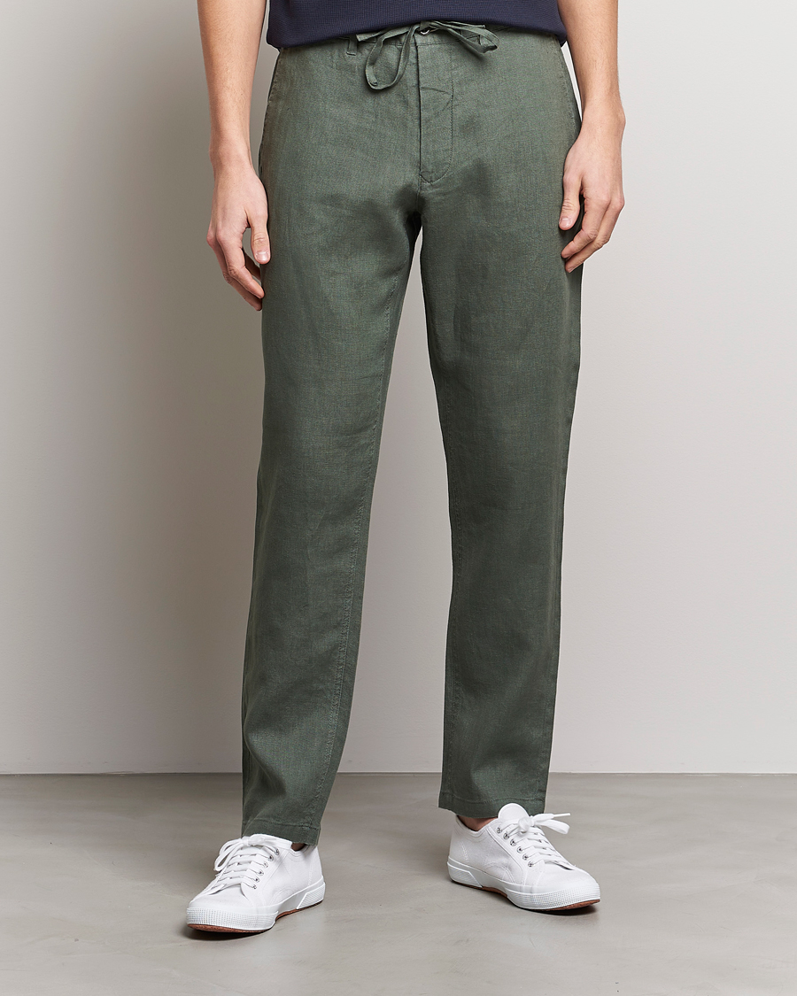 Heren | Broeken | GANT | Relaxed Linen Drawstring Pants Green Ash