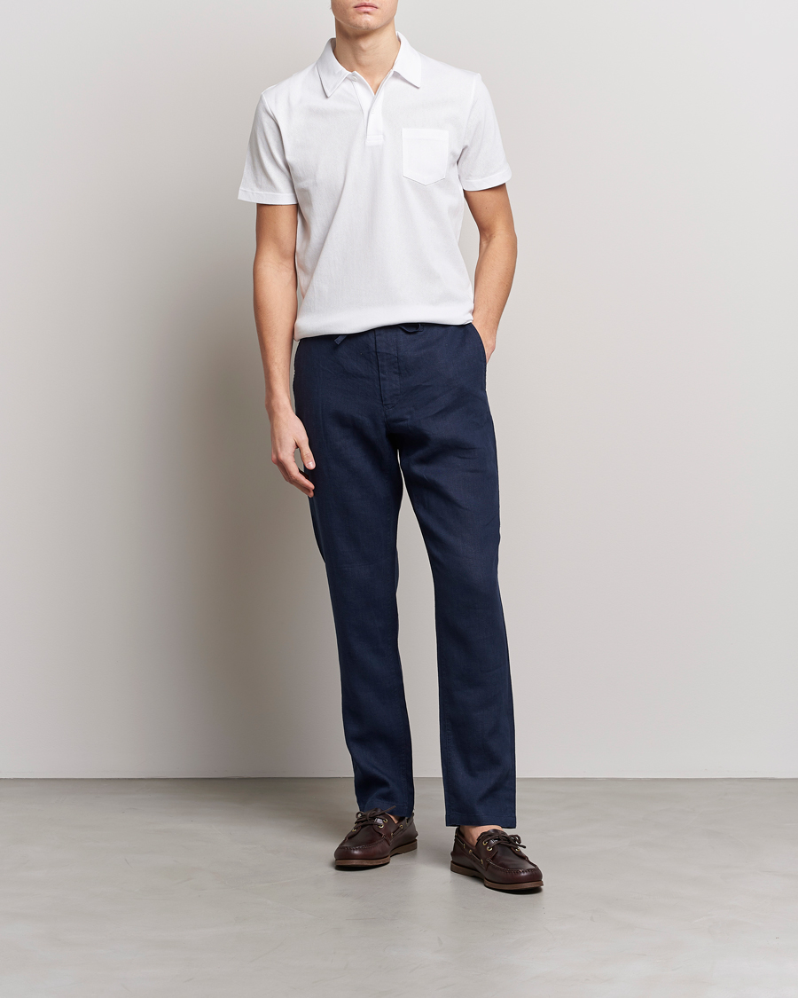 Heren | Broeken | GANT | Relaxed Linen Drawstring Pants Marine
