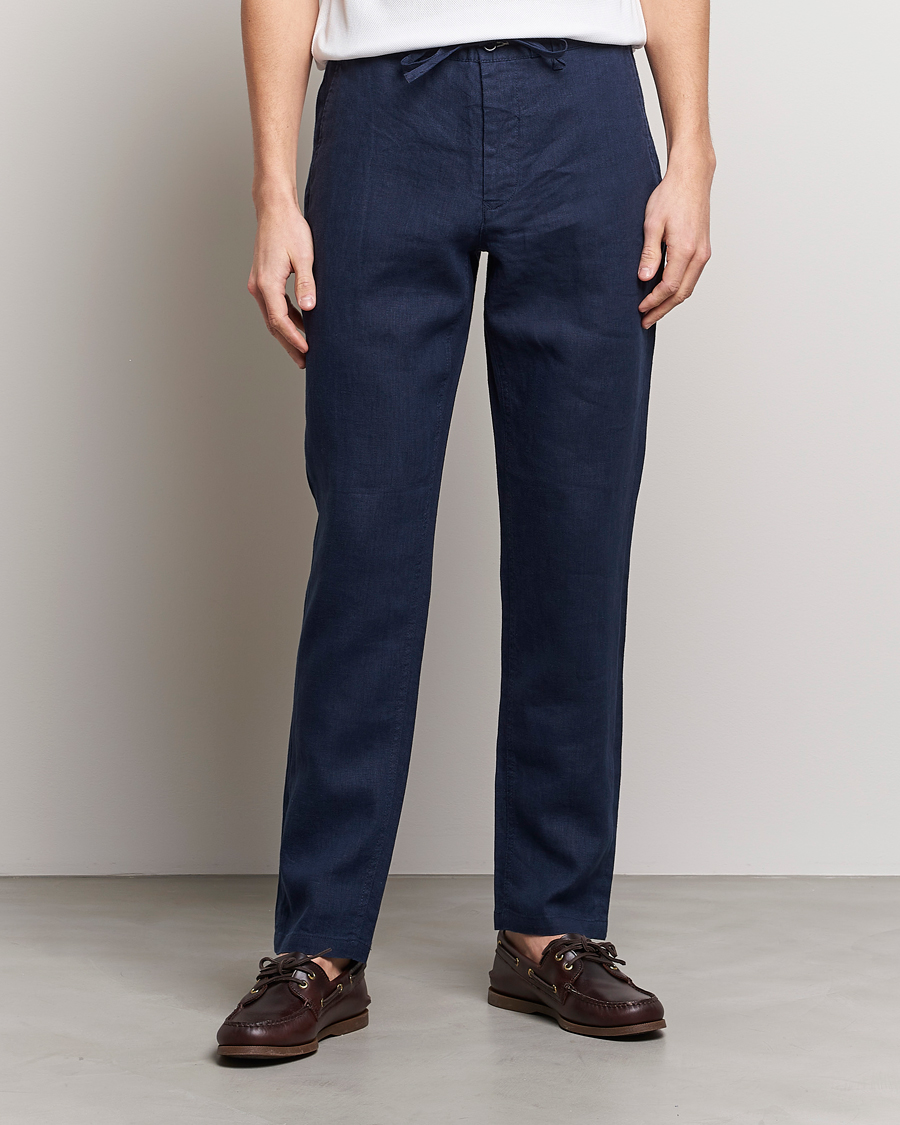 Heren | Broeken | GANT | Relaxed Linen Drawstring Pants Marine