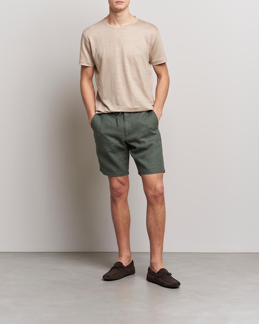 Heren | Korte broek | GANT | Relaxed Linen Drawstring Shorts Green Ash