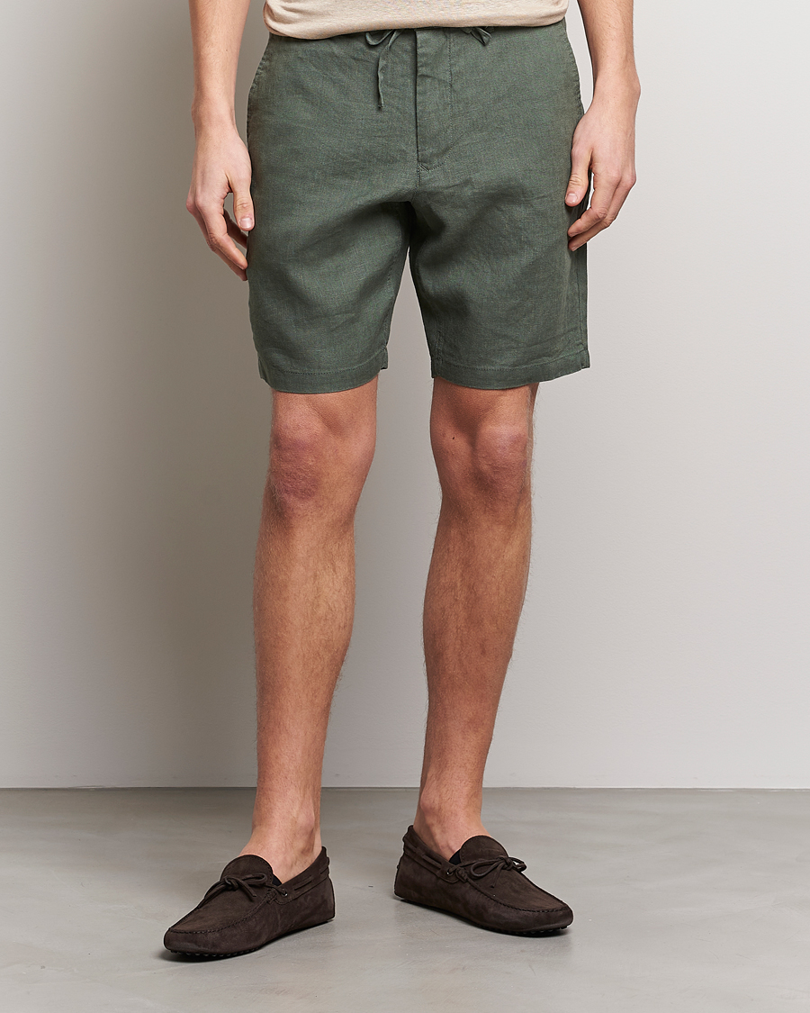 Heren | Korte broek | GANT | Relaxed Linen Drawstring Shorts Green Ash