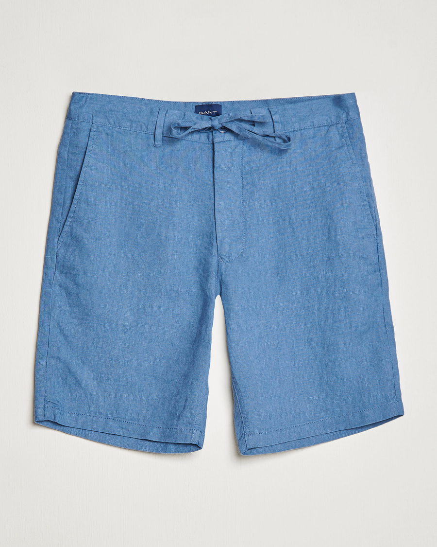 Heren | Korte broek | GANT | Relaxed Linen Drawstring Shorts Salty Sea Blue