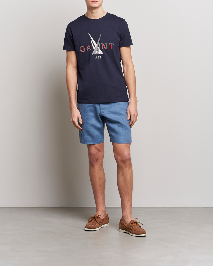 Heren | Korte broek | GANT | Relaxed Linen Drawstring Shorts Salty Sea Blue