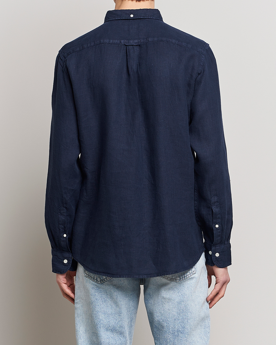 Heren | Overhemden | GANT | Regular Fit Garment Dyed Linen Shirt Marine