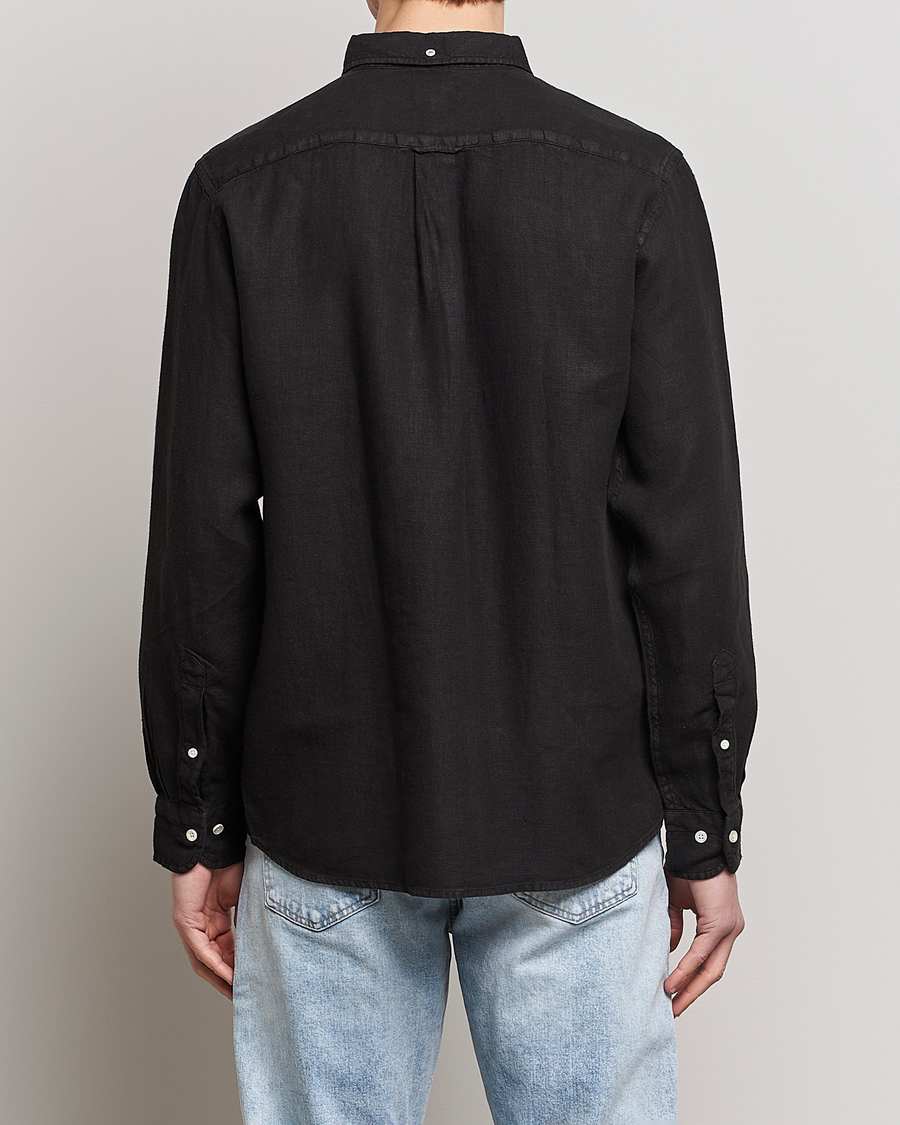 Heren | Overhemden | GANT | Regular Fit Garment Dyed Linen Shirt Black