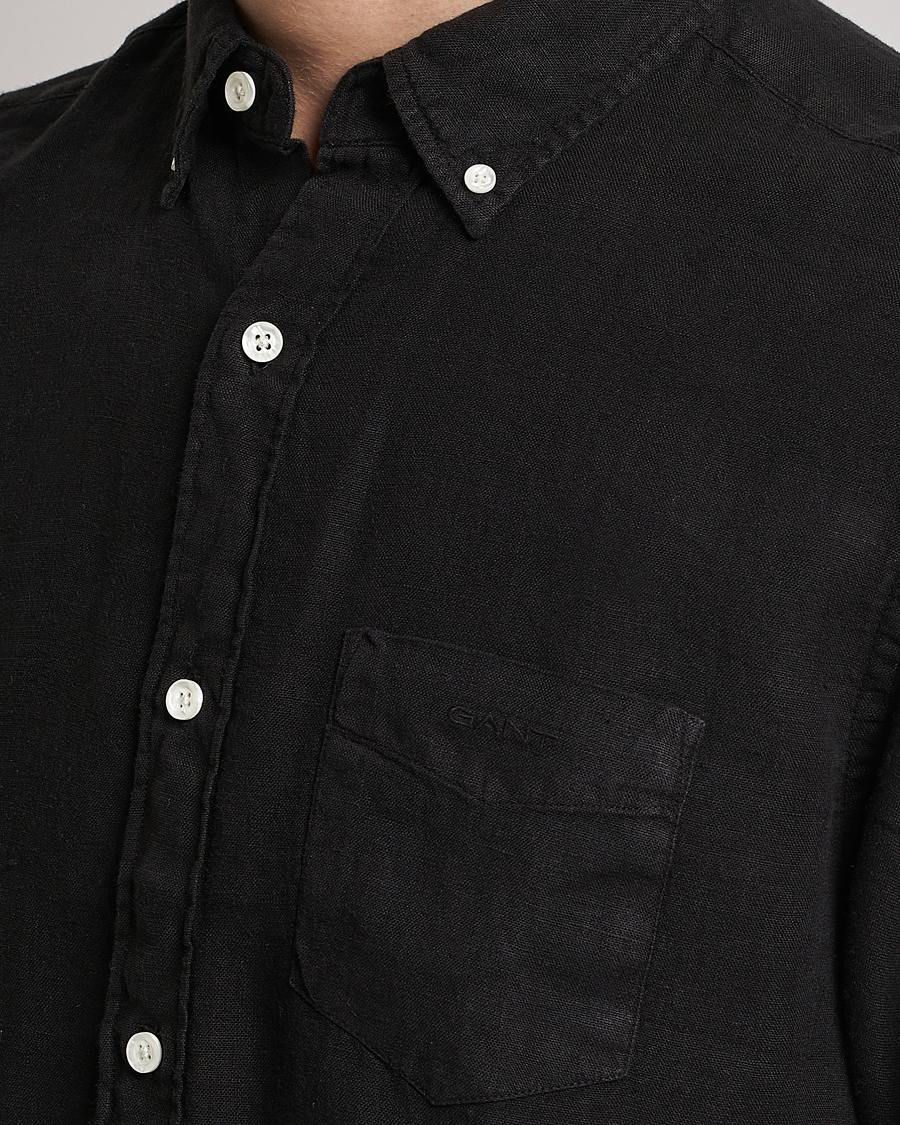 Heren | Overhemden | GANT | Regular Fit Garment Dyed Linen Shirt Black