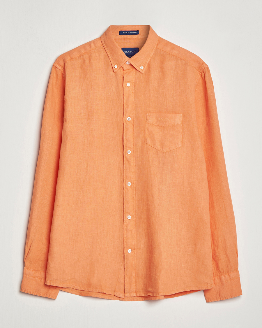 Heren | Overhemden | GANT | Regular Fit Garment Dyed Linen Shirt Apricot Orange