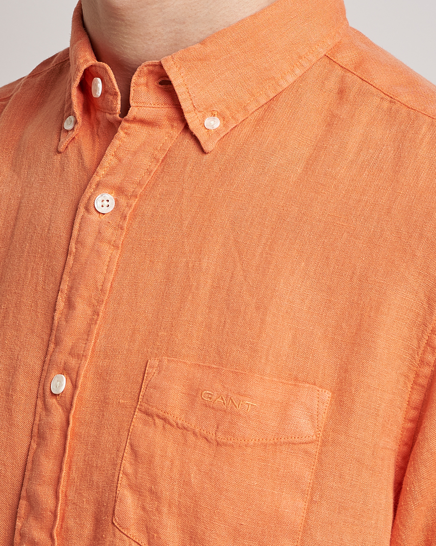 Heren | Overhemden | GANT | Regular Fit Garment Dyed Linen Shirt Apricot Orange