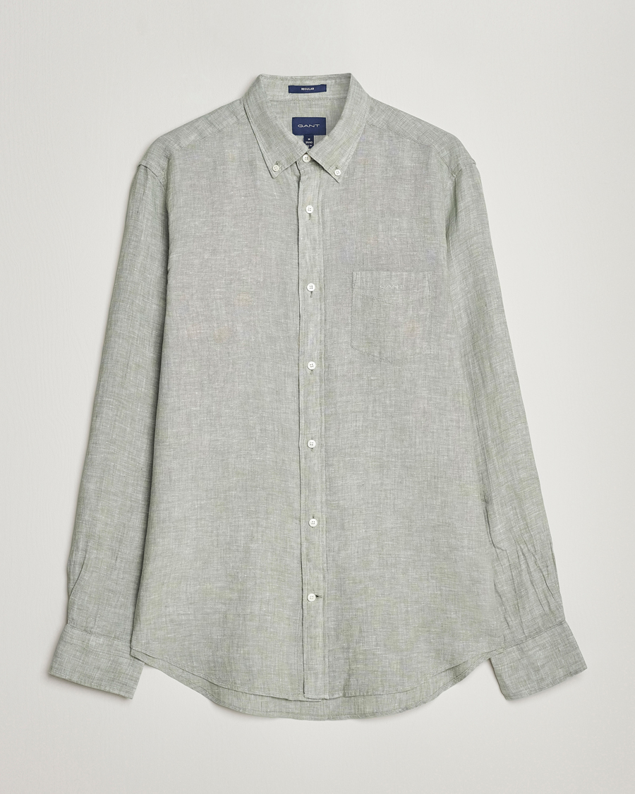 Heren | Overhemden | GANT | Regular Fit Linen Shirt Calamata Green