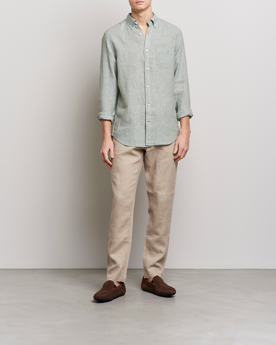Heren | Overhemden | GANT | Regular Fit Linen Shirt Calamata Green